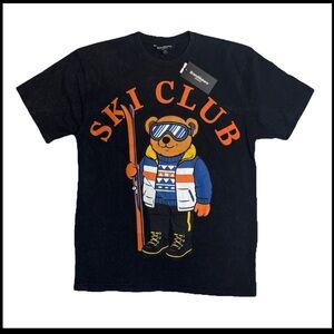 BrandMakers Ski Club Graphic Print T-shirt Heavyweight Relaxed Fit Mens Medium